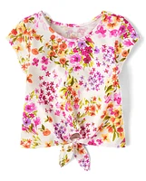 Toddler Girls Print Tie-Front Top