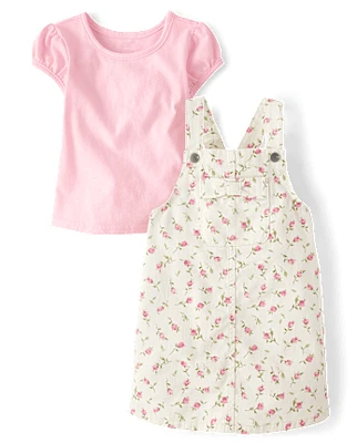 Toddler Girls Floral Skirtall 2-Piece Outfit Set