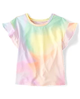 Toddler Girls Quick Dry Rainbow Marble Top