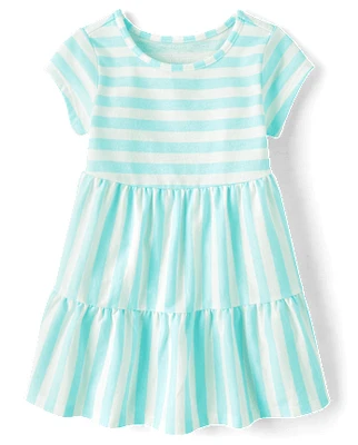 Baby And Toddler Girls Striped Tiered Dress