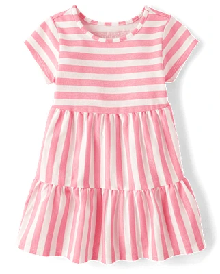 Baby And Toddler Girls Striped Tiered Dress