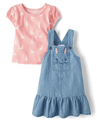 Toddler Girls Bunny Skirtall 2-Piece Outfit Set