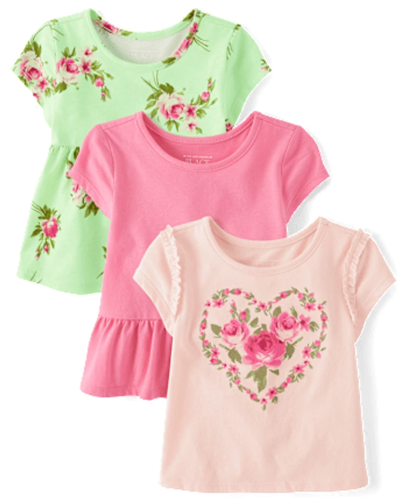 Toddler Girls Floral Top 3-Pack