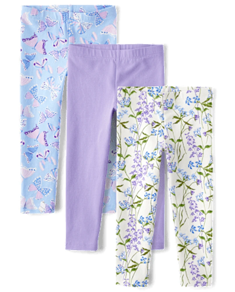 Toddler Girls Floral Leggings 3-Pack