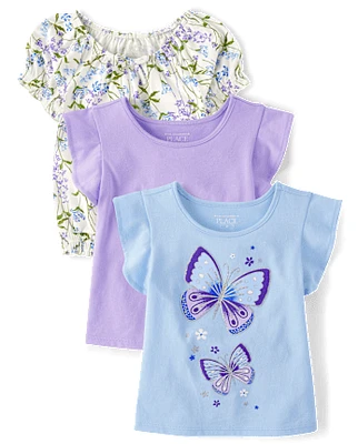 Toddler Girls Butterfly Flutter Top 3-Pack