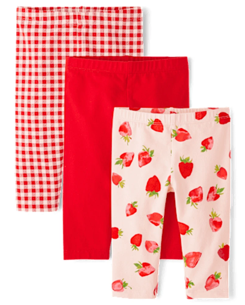 Toddler Girls Strawberry Capri Leggings 3-Pack