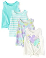 Toddler Girls Heart Tie Front Tank Top 4-Pack