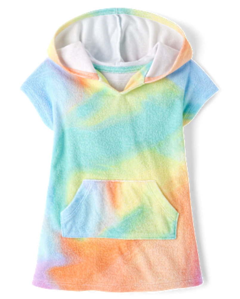 Baby And Toddler Girls Rainbow Marble Terry Swim Cover-Up