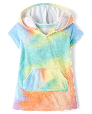 Baby And Toddler Girls Rainbow Marble Terry Swim Cover-Up