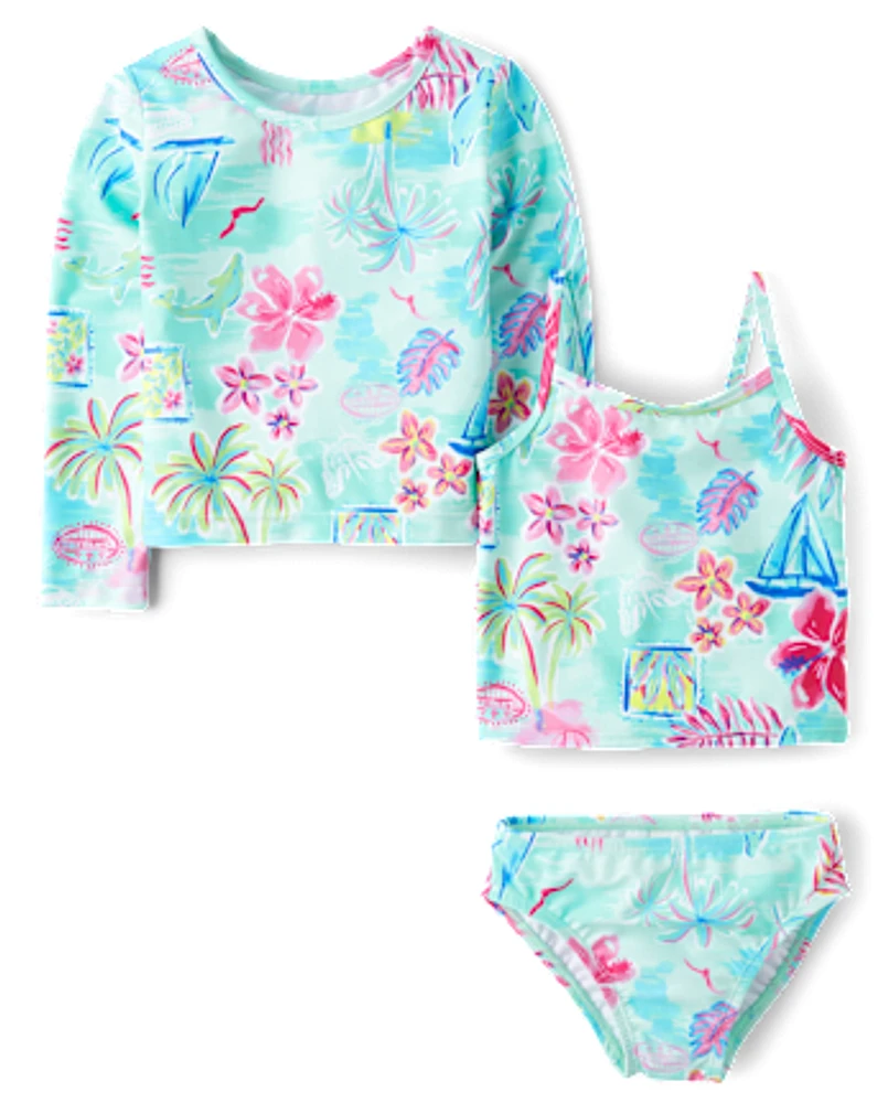 Toddler Girls Tropical 3-Piece Swimsuit