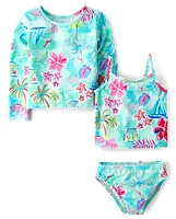 Toddler Girls Tropical 3-Piece Swimsuit