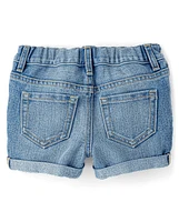 Toddler Girls Roll Cuff Denim Shortie Shorts 2-Pack