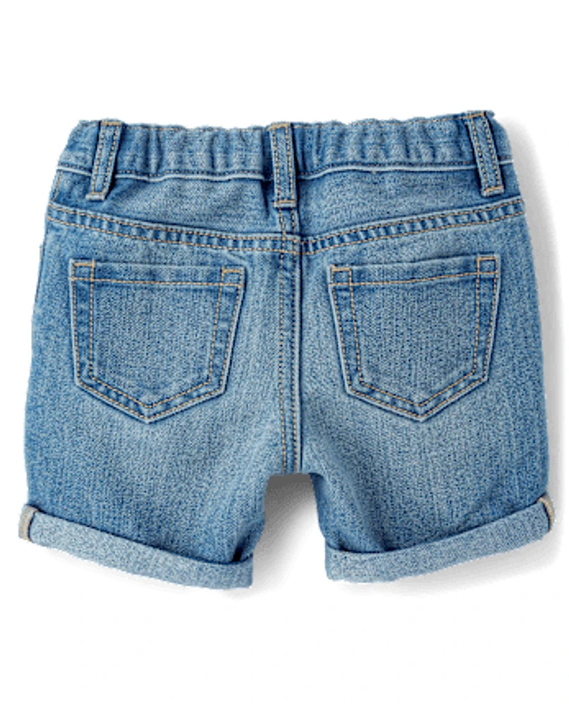 Toddler Girls Roll Cuff Denim Midi Shorts 2-Pack