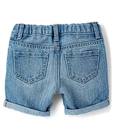 Toddler Girls Roll Cuff Denim Midi Shorts 2-Pack