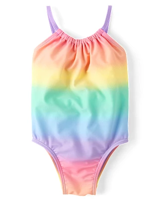 Baby And Toddler Girls Rainbow Ombre One Piece Swimsuit