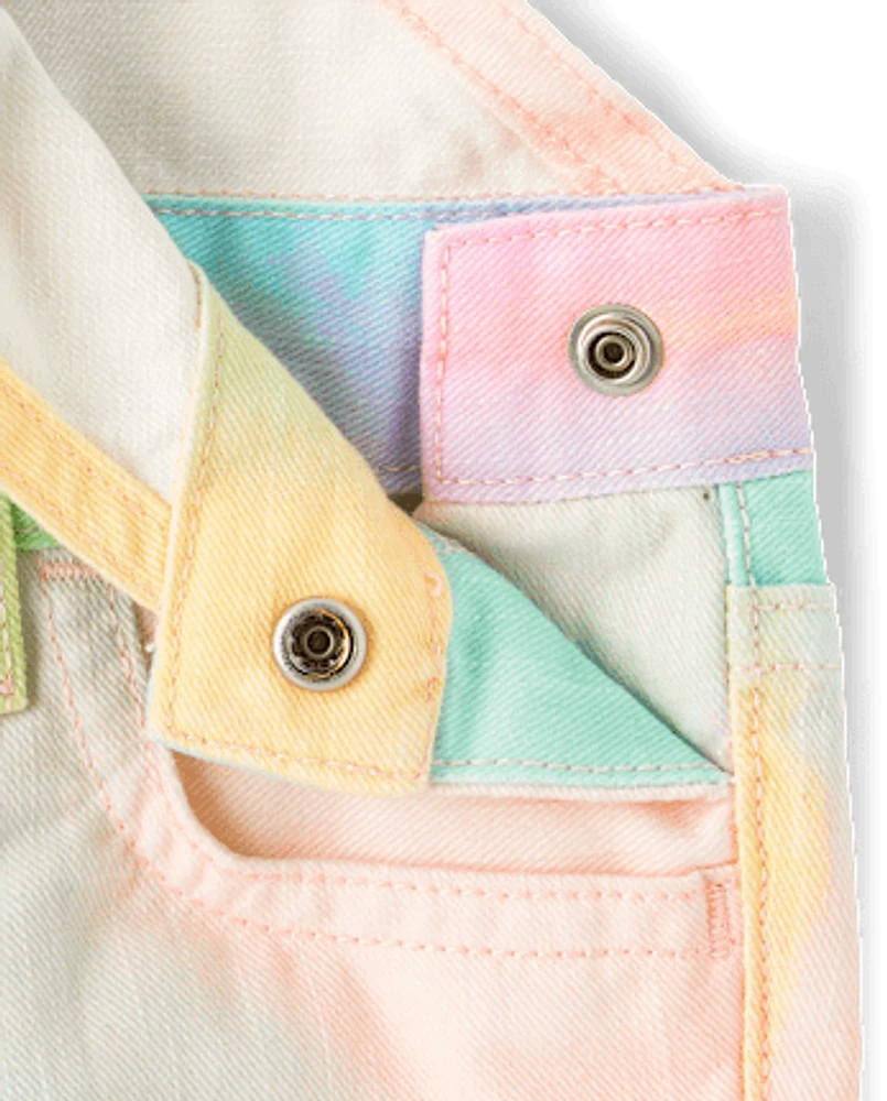 Baby And Toddler Girls Rainbow Marble Shortalls