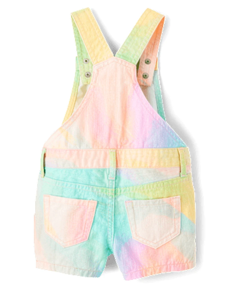 Baby And Toddler Girls Rainbow Marble Shortalls