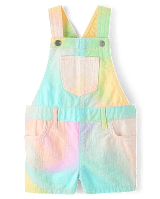 Baby And Toddler Girls Rainbow Marble Shortalls