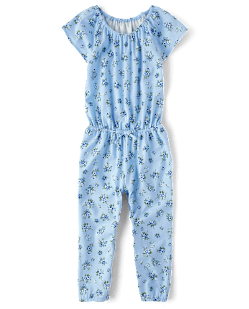 Baby And Toddler Girls Floral Flutter Jumpsuit