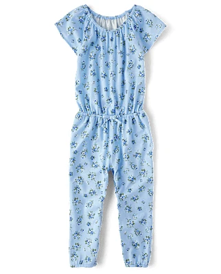 Baby And Toddler Girls Floral Flutter Jumpsuit