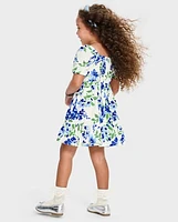 Toddler Girls Mommy And Me Floral Pleated Ruffle Dress