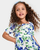 Toddler Girls Mommy And Me Floral Pleated Ruffle Dress