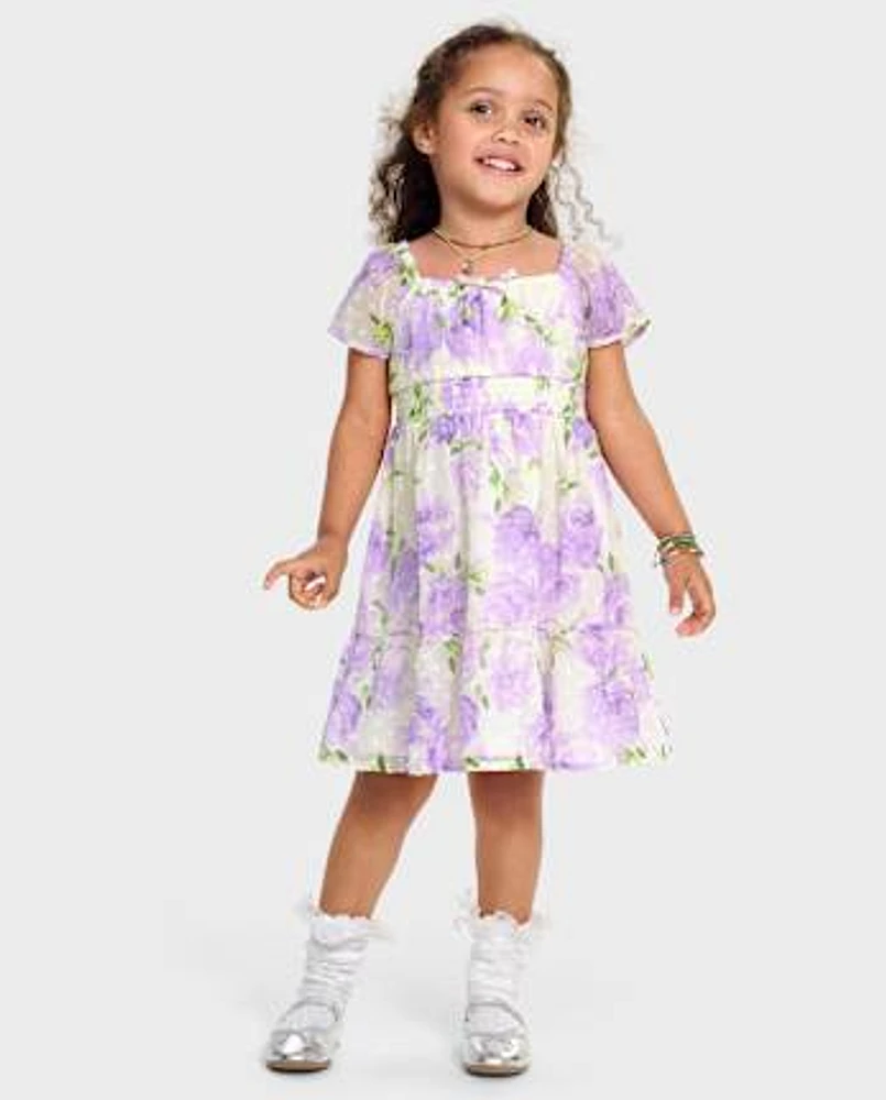 Baby And Toddler Girls Mommy Me Floral Chiffon Ruffle Dress