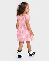 Toddler Girls Mommy And Me Gingham Poplin Smocked Ruffle Dress