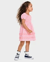 Toddler Girls Mommy And Me Gingham Poplin Smocked Ruffle Dress