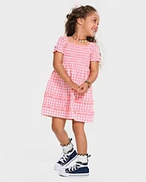 Toddler Girls Mommy And Me Gingham Poplin Smocked Ruffle Dress