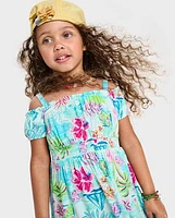 tout-petit, fille Famille assortie Tropical Off Shoulder Robes