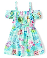 Toddler Girls Matching Family Tropical Off Shoulder Dress