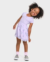 Baby And Toddler Girls Floral Ribbed Fit Flare Dress