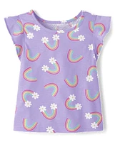 Baby And Toddler Girls Rainbow Floral Flutter Top