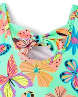 Baby And Toddler Girls Butterfly Bow Back One Piece Swimsuit