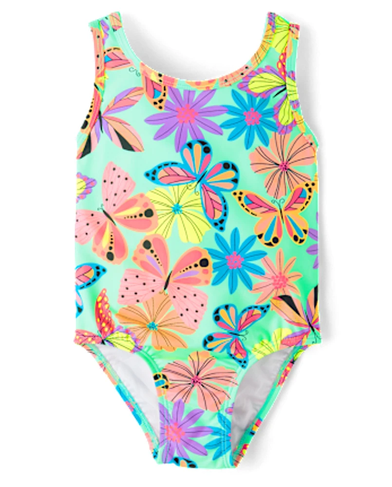 Baby And Toddler Girls Butterfly Bow Back One Piece Swimsuit