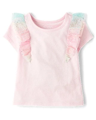 tout-petit, fille arc-en-ciel Foil Star Flutter Top