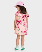 Toddler Girls Floral Bow Back Dress