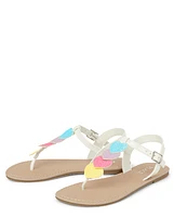 Girls Glitter Rainbow Heart Sandals