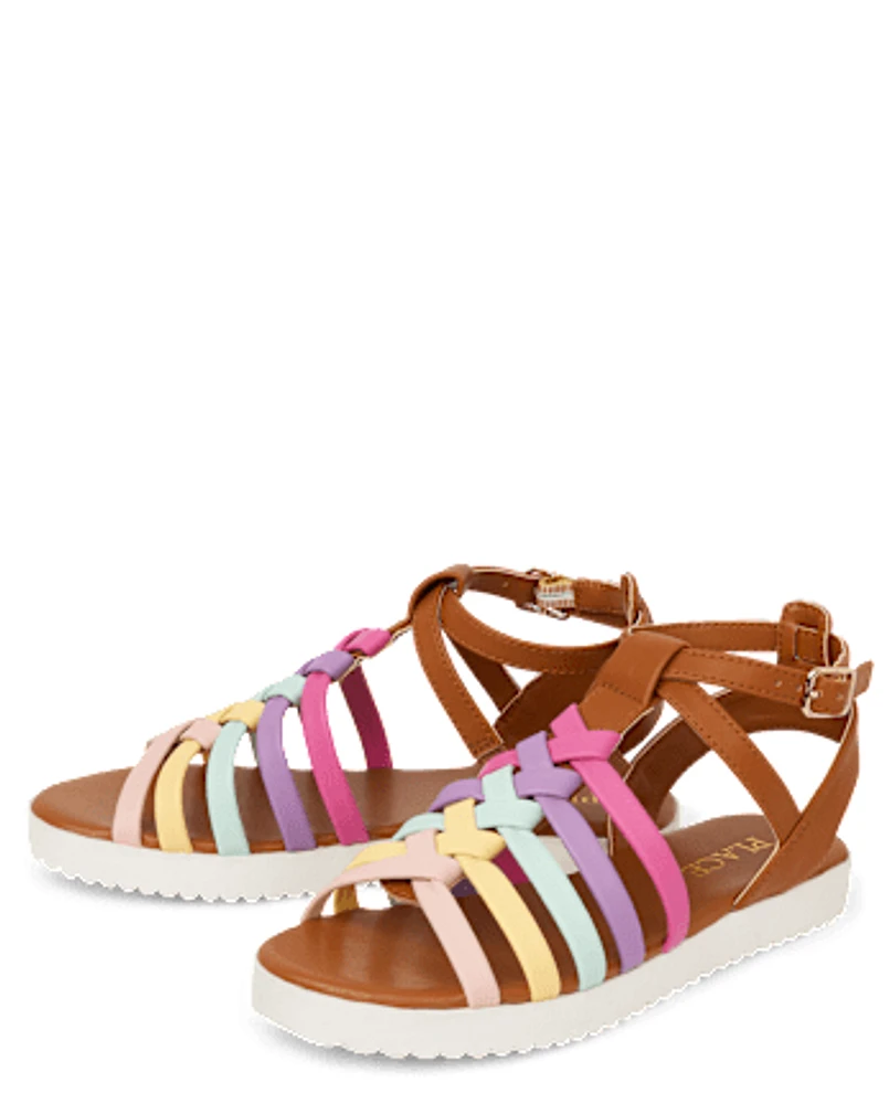 Girls Rainbow Gladiator Sandals