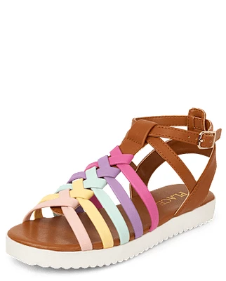 Girls Rainbow Gladiator Sandals