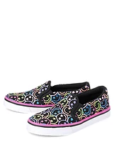 Girls Rainbow Happy Face Slip On Sneakers