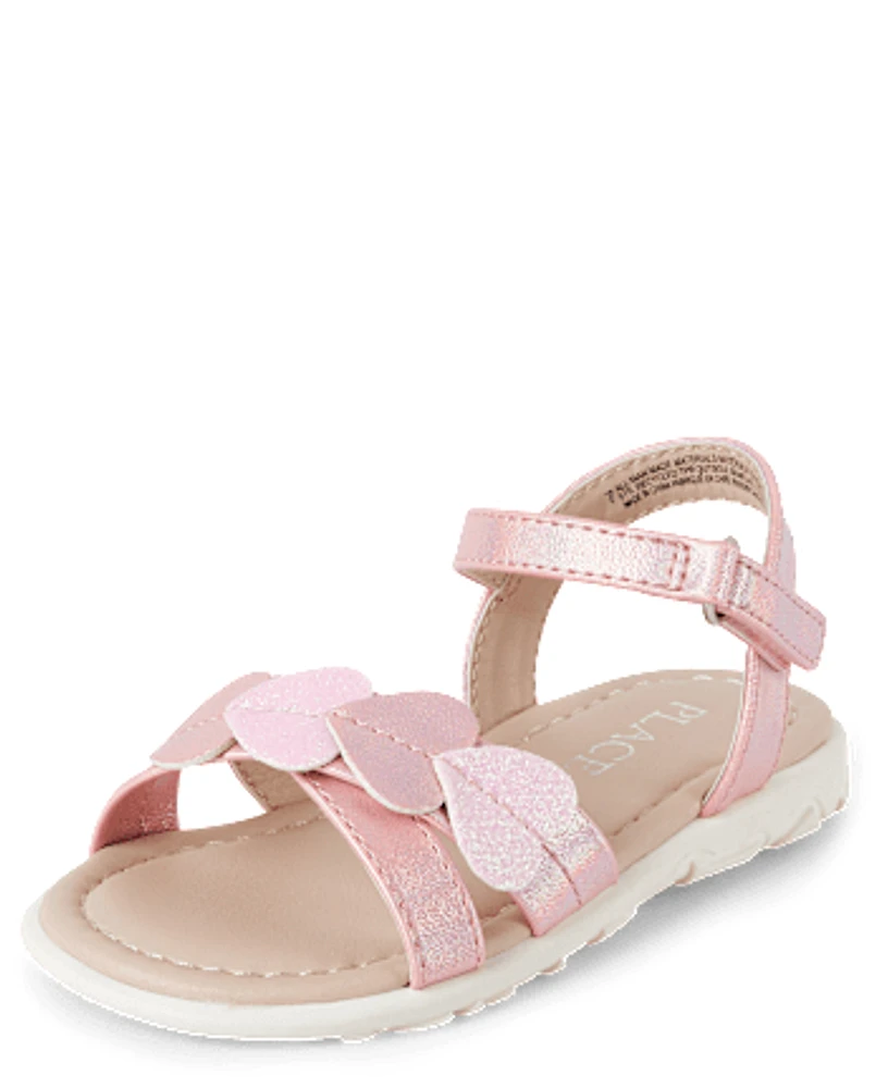 Toddler Girls Glitter Heart Sandals