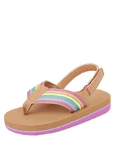 Toddler Girls Striped Flip Flops