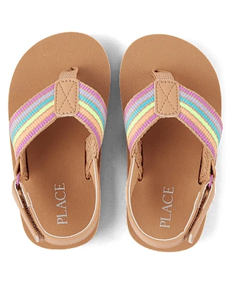 Toddler Girls Striped Flip Flops