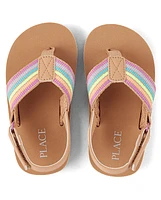 Toddler Girls Striped Flip Flops