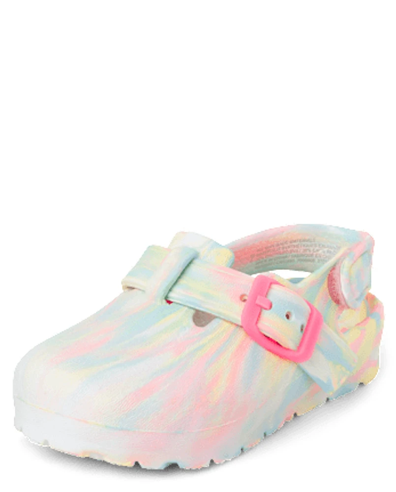 Toddler Girls Rainbow Tie Dye Clogs