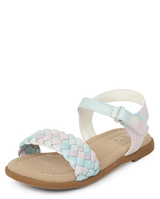 Toddler Girls Rainbow Braided Sandals