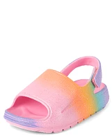 Toddler Girls Glitter Rainbow Ombre Slides