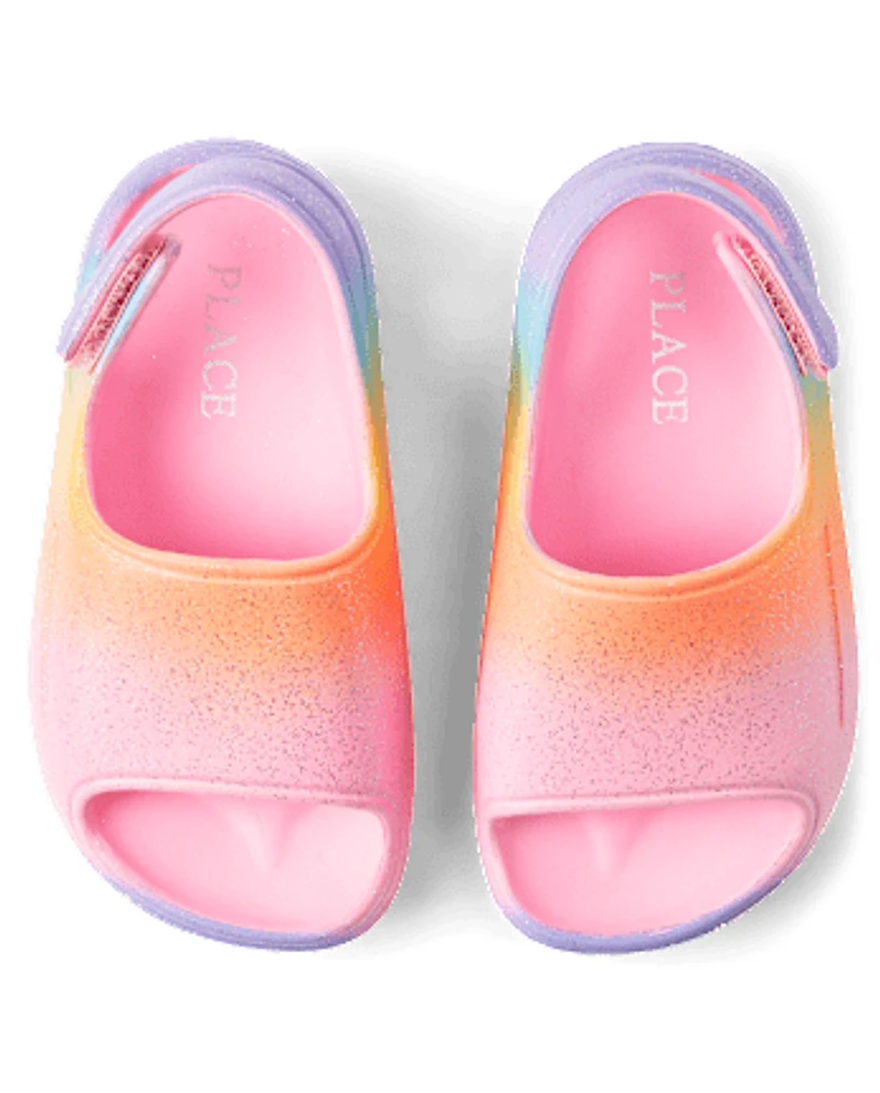 Toddler Girls Glitter Rainbow Ombre Slides